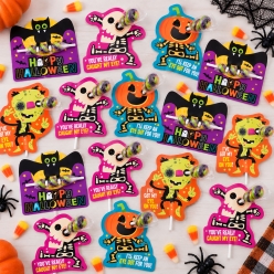 Happy Halloween Treat Cards w/ Twisty Lollipops - For 30 Kids