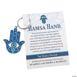 Hamsa Hand Keychain Handout with Card-24Pk