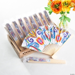 Organza Bag with Colourful Fiesta Hand Fans Handout Kit for 48