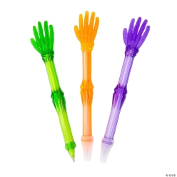 Halloween Bright Skeleton Hand Plastic Pens-12Pk