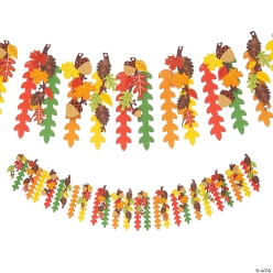 Warm Color Fall Leaves 7 Foot Cardstock Garland