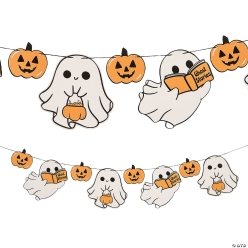Halloween Icons Ghost & Pumpkins 7Ft. Garland Decoration