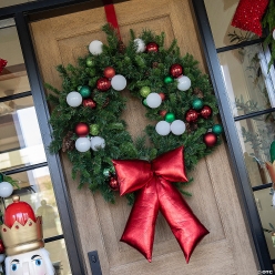Hanging Metallic Red Stuffed Bow