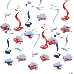 Airplane Cardstock Hanging Swirl Decorations-12Pk