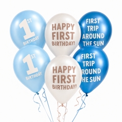 Happy 1st Birthday Blue & White 12