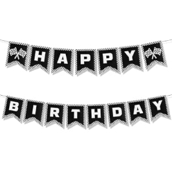 Race Car Checkered Happy Birthday Banner