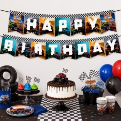Monster Truck Happy Birthday Banner