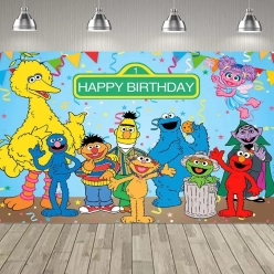 Sesame Street Happy Birthday Keepsake FABRIC Backdrop