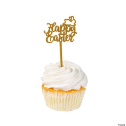 Bulk Gold Large Easter Cupcake Picks BIG 72Pk
