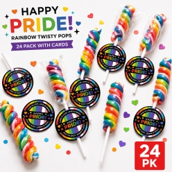 Happy Pride Rainbow Twisty Pops with Cards - 24 Pk