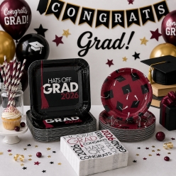 200 Pc. Burgundy Grad 2026 Party Pack for 50