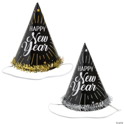 New Year's Eve Paper Cone Party Hats - 12Pk