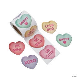Valentine's Day Conversation Heart Sticker Roll-100Pk