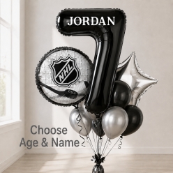 Hockey PERSONALIZED Name & Age Balloon Bouquet