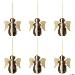 Religious Two-Tone Angel-Shaped Honeycomb Christmas Ornaments-6P