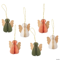 Angels with Gold Wings Honeycomb Ornaments Set-6Pk