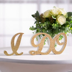 I Do Glitter Wood Tabletop Sign
