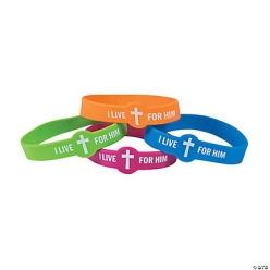 50% OFF: I Live For Him Rubber Bracelets - 24Pk