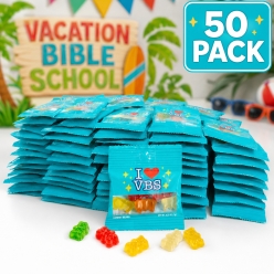 I Love VBS Handout Sour Gummy Bear Packs-50Pk