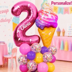 Ice Cream 7 FT Airfill Any Age Personalized Balloon Stack