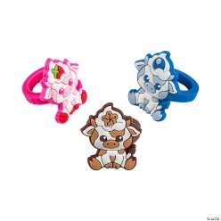 Ice Cream Cow Animals Rubber Rings - 24Pk