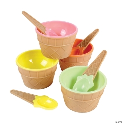Ice Cream Melamine Dishes w/Spoons 12 Pack