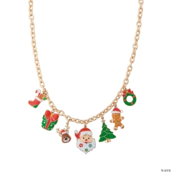 Santa Flower Beard Christmas Icons Metal Charm Necklace