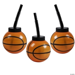 Basketball 14oz Cups with Lids & Straws-8Pk