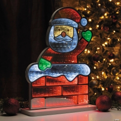 Waving Santa Claus in Chimney Plastic Infinity Light