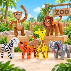 Inflatable Zoo Animal Assortment - 12 Pack