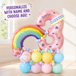Pastel Rainbow 6 Ft Airfill Personalized Balloon Column