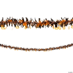 Halloween Black & Orange Jack-O-Lantern 24Ft. Tinsel Garland