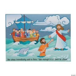 Jesus & Peter Walk on Water Mini Sticker Scenes- For 12