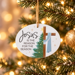 Jesus is the Reason Christmas Wood Ornament