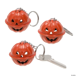 Halloween Jack-O-Lantern Jingle Bell Keychains-12Pk