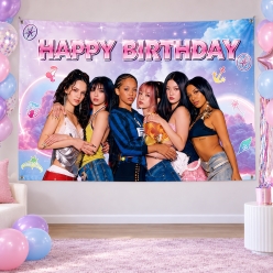 KATSEYE Birthday Giant Fabric Backdrop