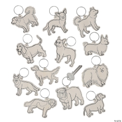 Bulk Colour Your Own Wood Dog Keychains Assortment-144Pk