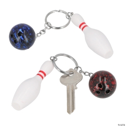 Bowling Ball & Pin Plastic Keychains-12Pk