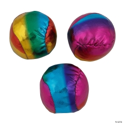 Rainbow Metallic Polyester Kick Balls-12Pk