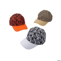 Kids Animal Print Baseball Hats - 12Pk