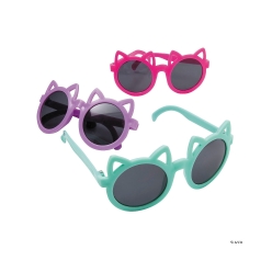 Kids Pastel Cat Shaped Plastic Sunglasses - 12Pk