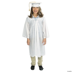 White Elementary Grad Cap and Gown Set