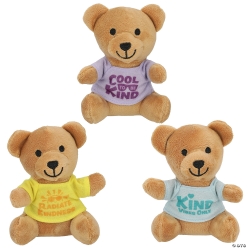 Plush Brown Bears in Colorful Kindness Shirts-12Pk