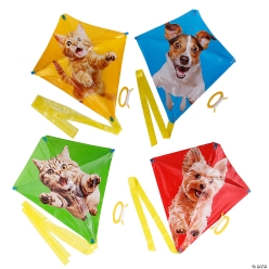 Bright Colour Funny Animal Kites with Tail-12Pk