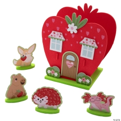 3D Strawberry House Foam Craft Kits-6Pk