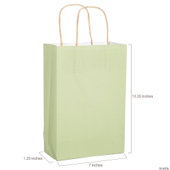 Large Sage Green Kraft Gift Bags-12Pk