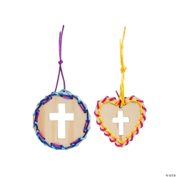 DIY Unfinished Wood Cross Lacing Craft Kit-12Pk