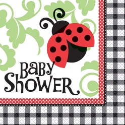 Ladybug Baby Shower Lunch Napkins 16 Pack