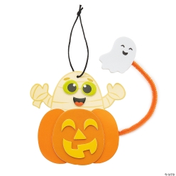 Halloween Mummy in Jack-O'-Lantern with Ghost Craft Kit-12Pk
