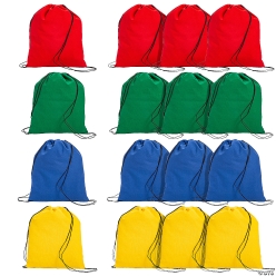 Bright Canvas Drawstring Bags-12Pk